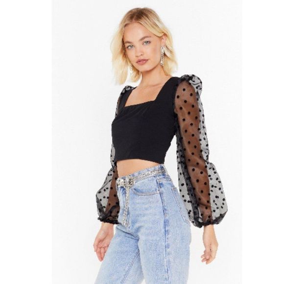 Nasty Gal Square Did You Go Spotty Crop Top - Picture 3 of 13